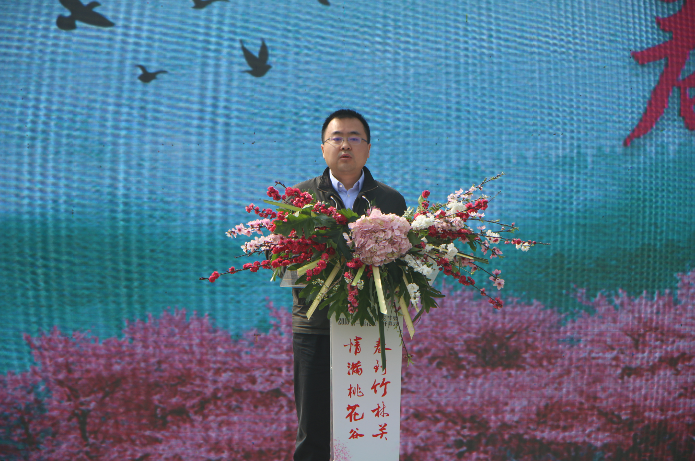 郝占延讲话,商洛市委常委,宣传部长马生龙宣布"2018陕西丹凤桃花节暨