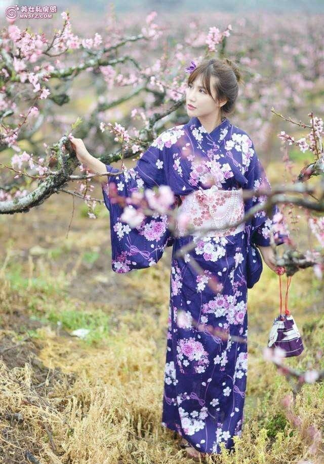 和服, 樱花, 美女, 一切都是这么和谐