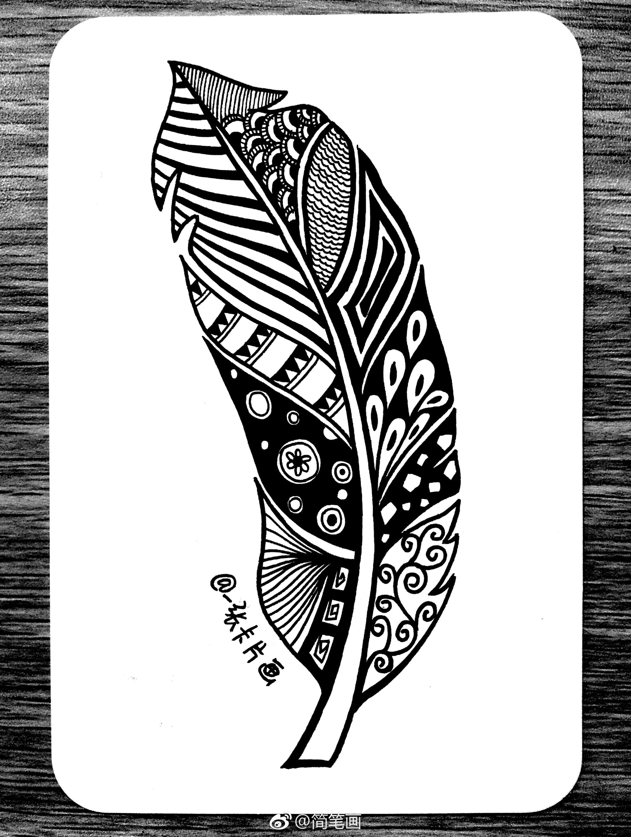 一组羽毛禅绕画投稿一张卡片画