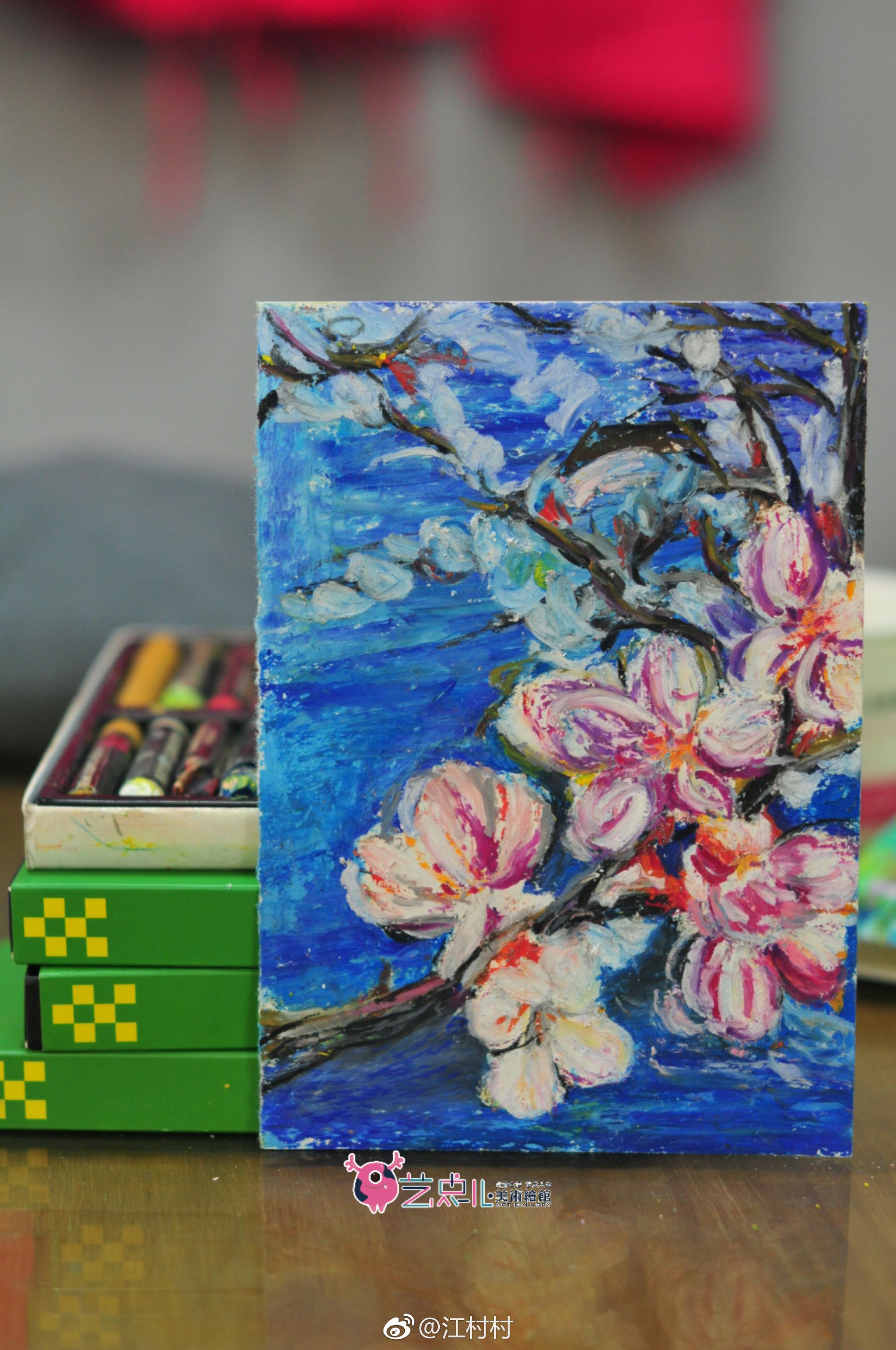 艺点儿美术绘馆教研《春天里》,重彩油画棒,真不错