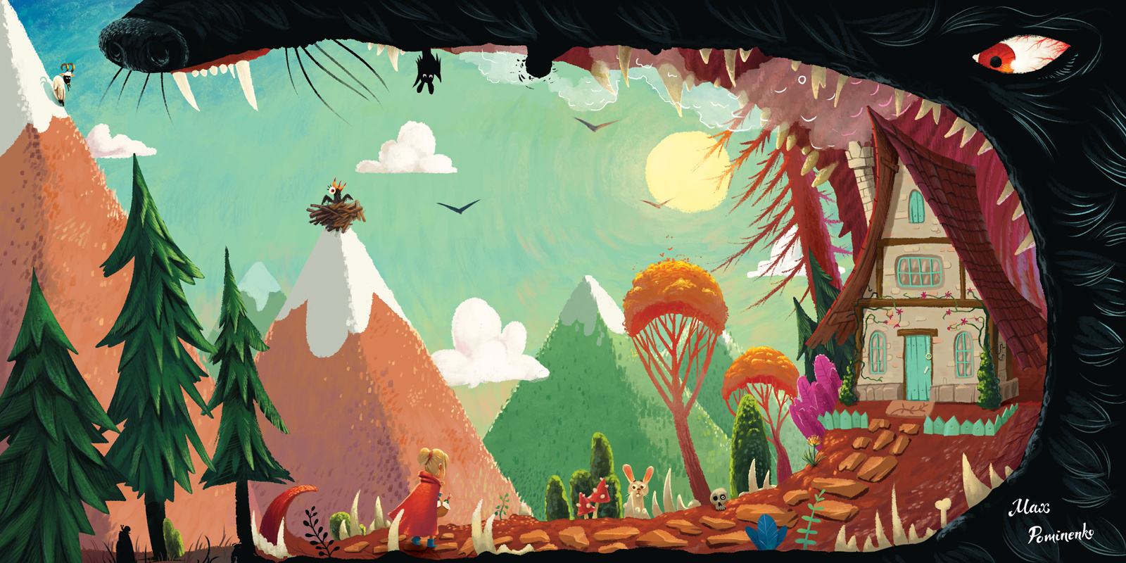 小红帽童话故事插画.来自画师max pominenko