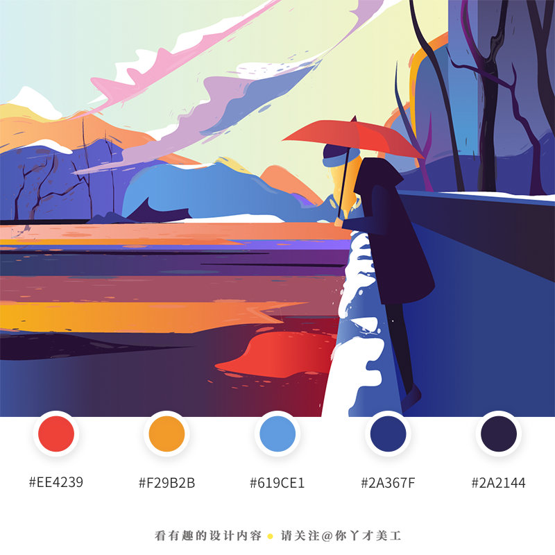 冬主题矢量插画配色方案,冬天一样能过的清新多彩! 咦