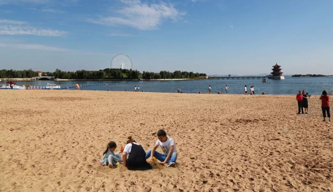 比春暖花开更有意义一家人闲坐沙滩大手牵小手让婚拍更浪漫泰山花海