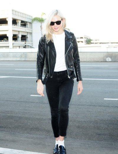 皮衣,皮鞋搭配出来的国际范