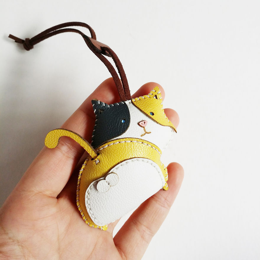 一眼就被萌到了,一组超萌的皮革小动物吊坠