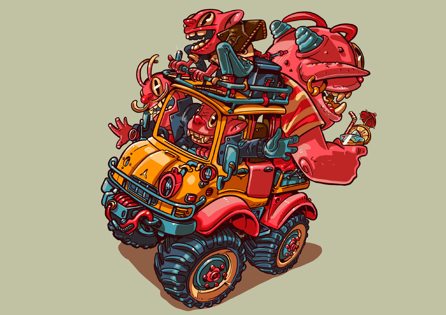 插画师 david sossella 热衷于绘制各种载具 小怪兽