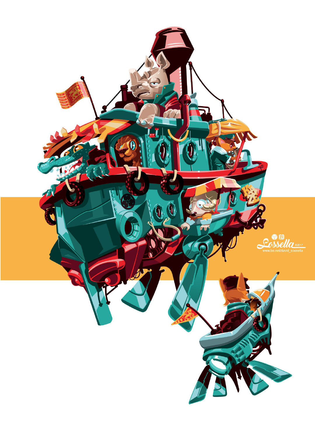 插画师 david sossella 热衷于绘制各种载具 小怪兽