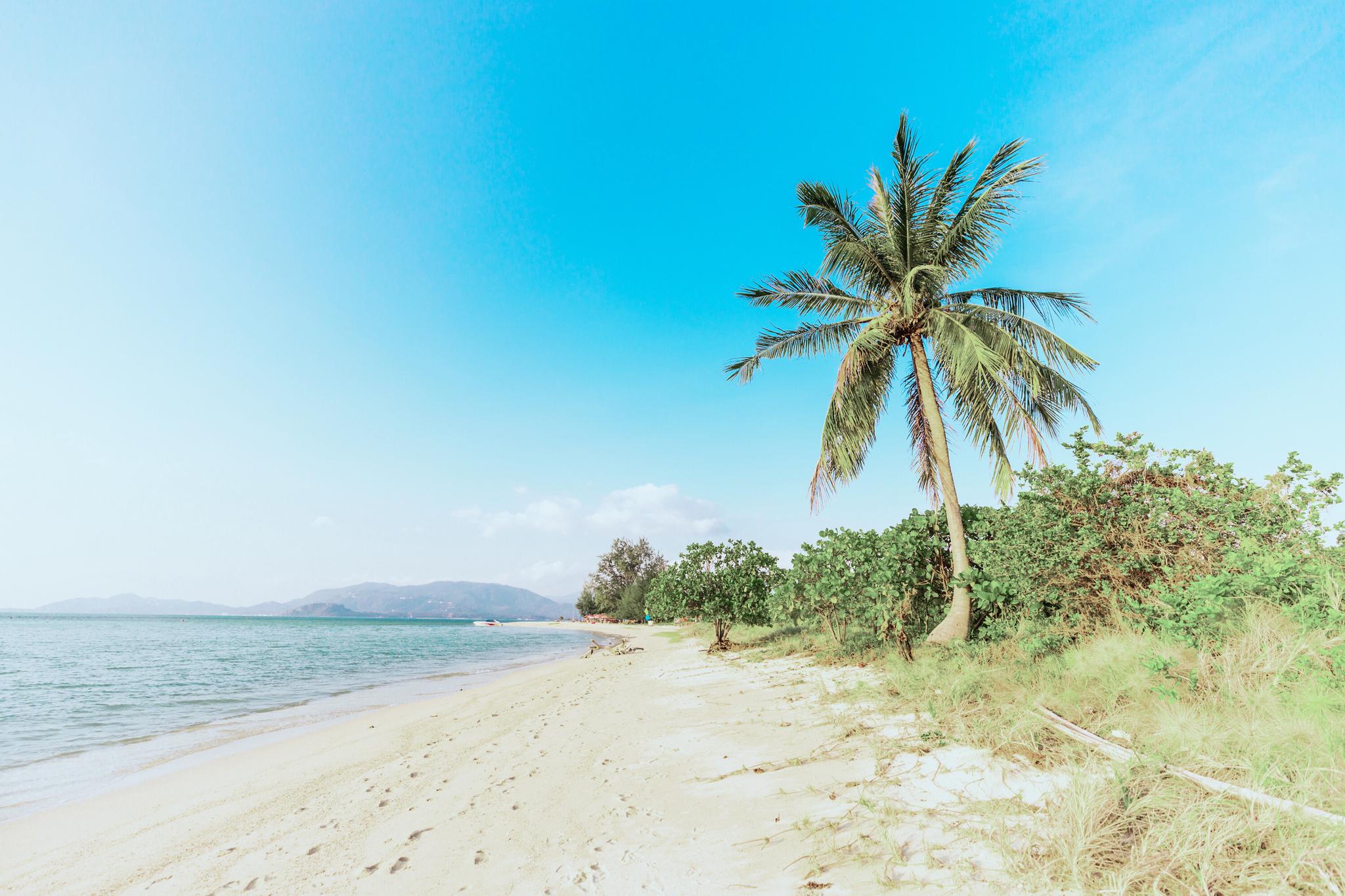 五月的闲暇时光在泰国的沙滩上漫步