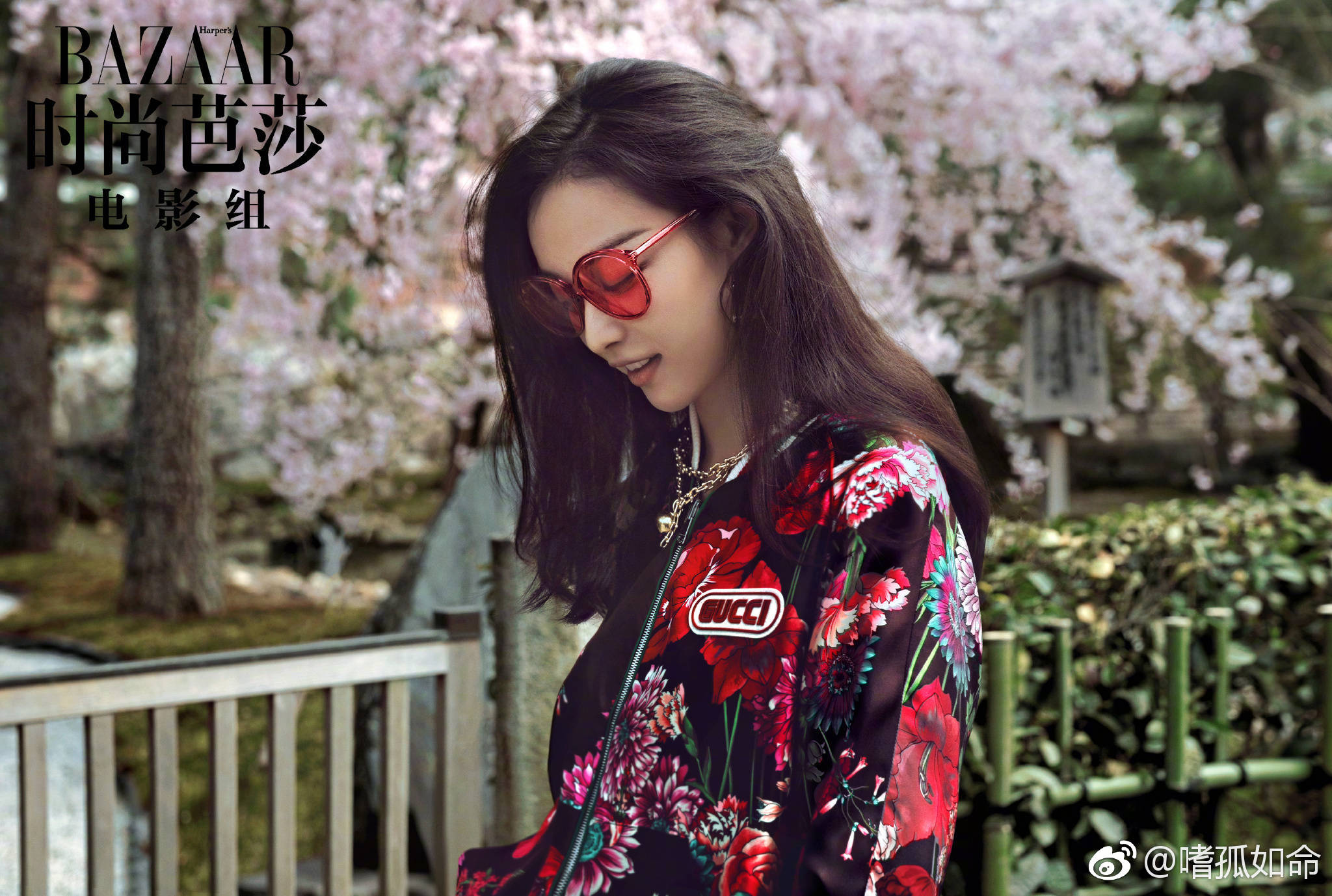 倪妮x 《时尚芭莎》5月下时尚大片,浪漫樱花季