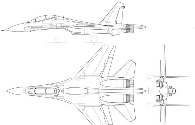 图注:苏-30三视图目前伊朗装备有俄罗斯苏-24,米格-29战斗机,对于后勤
