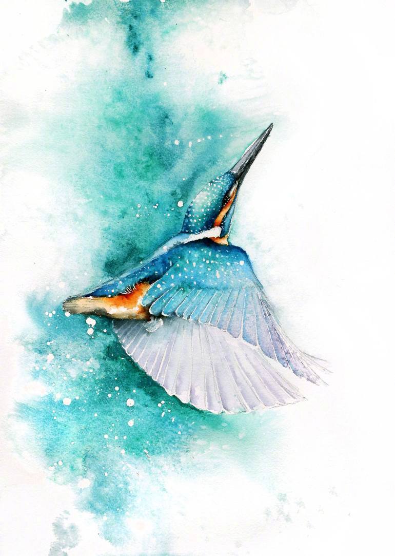 意境鸟水彩画 画家:karolina kijak