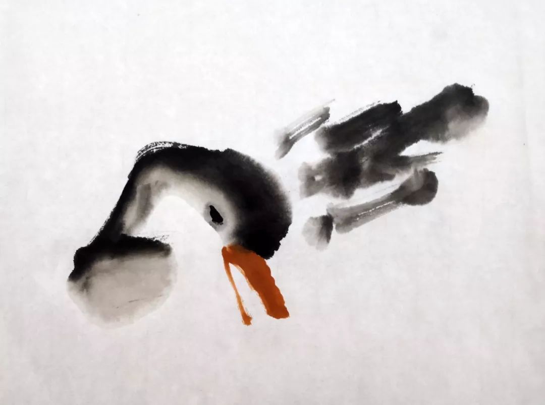 传承赵孟頫的"以书入画",吴昌硕的"求气不求形",创造了"三笔画鸭子"