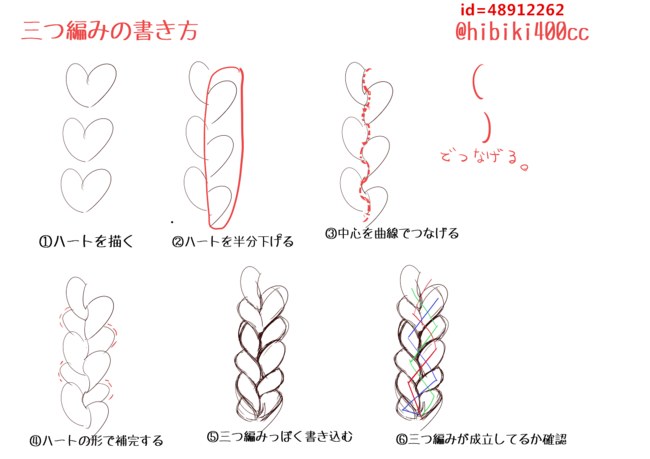 不同麻花辫的画法,三股辫其实很简单,按喜好画出好看的辫子