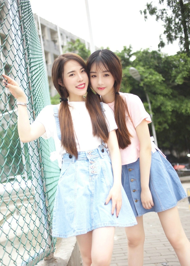 校园清新姐妹花泡泡糖牛仔裙青春无敌写真集67676767微相册微
