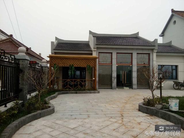 新民居建成案例——江苏南京14米x28米一层中式院落别墅