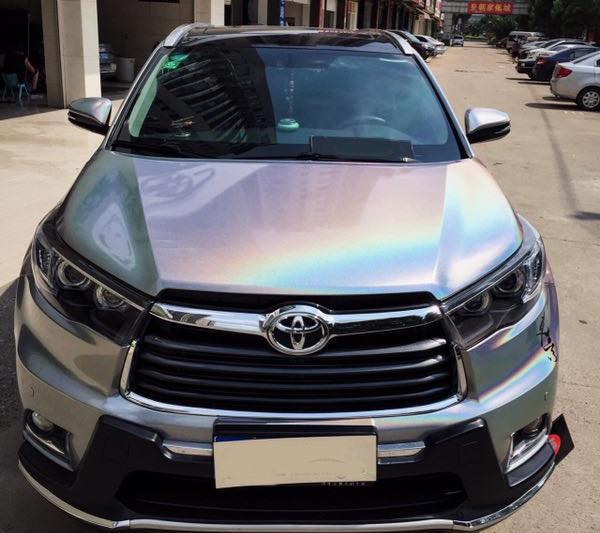 丰田汉兰达汽车改色镭射银车身贴膜效果图