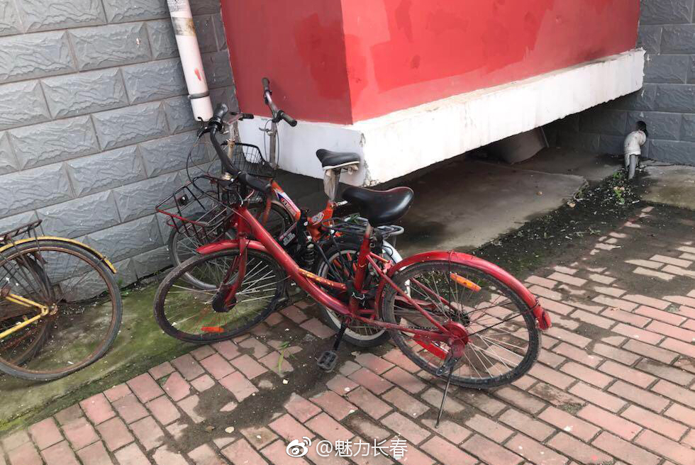 网友:经开九区附近,小黄车变成了小红车