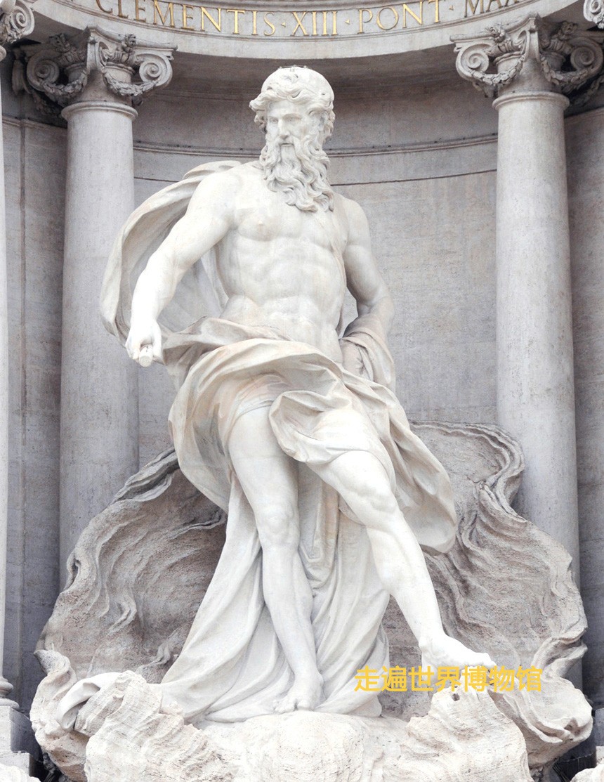 (《海神波塞冬》,石雕)首先,波塞冬用他的三叉戟戳向山岩,泉水立刻从