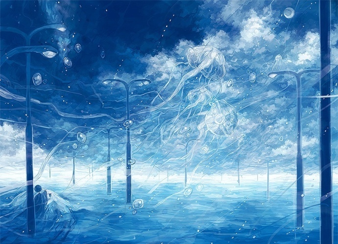日本插画师悠里 淡蓝色的梦