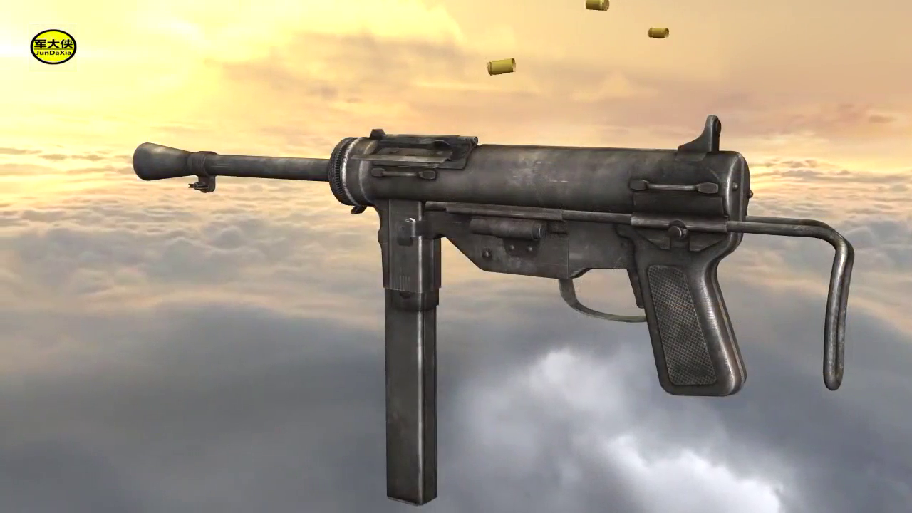 二战廉价的m3式冲锋枪,外号"黄油枪"3d动画演示它的工作原理