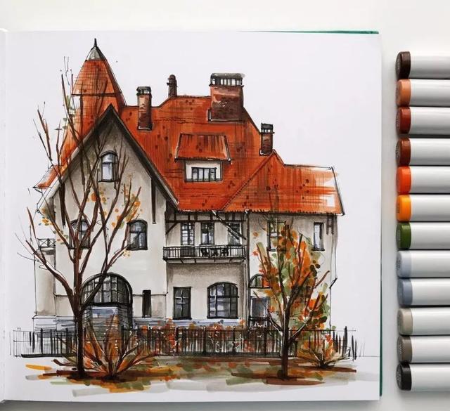 我有个小小的梦想,走遍全世界 画下所有漂亮的小房子|小房子|彩铅