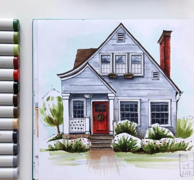 我有个小小的梦想,走遍全世界 画下所有漂亮的小房子|小房子|彩铅