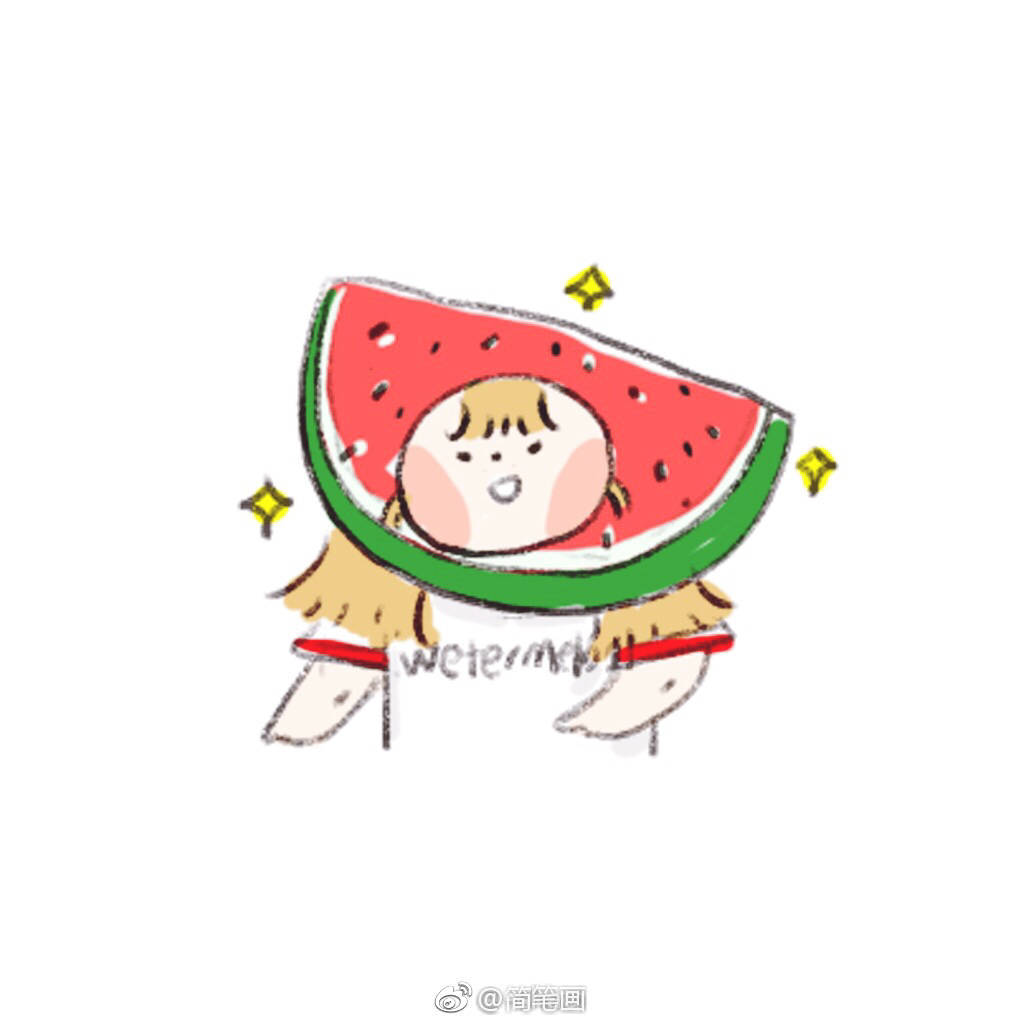 可爱的简笔画水果女孩,感受到了夏天的气息～(投稿: )