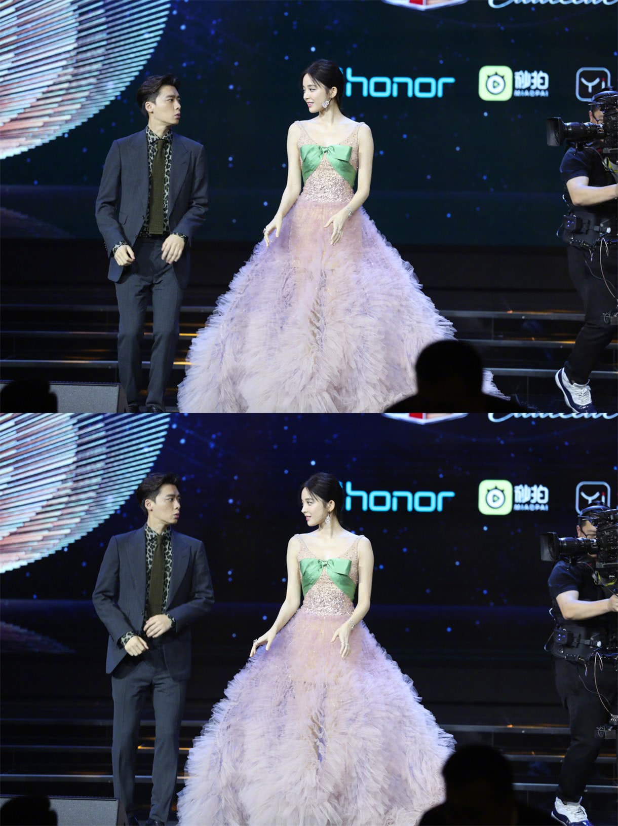 李易峰绅士未遂后又和娜扎比高,皮一下很开心,网友:娜扎一脸懵