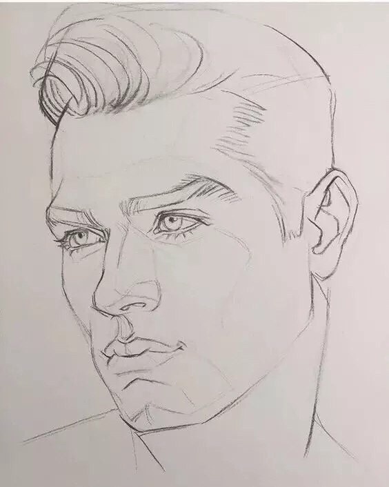 素描男性面部结构图多角度多块面高眉肱骨深邃眼窝高鼻梁