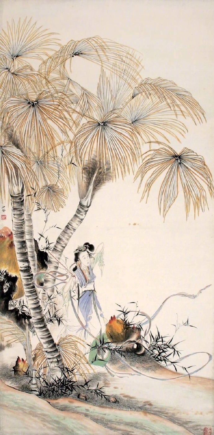 胡也佛的工笔仕女在当时风靡上海滩据说胡也佛为了画好仕女