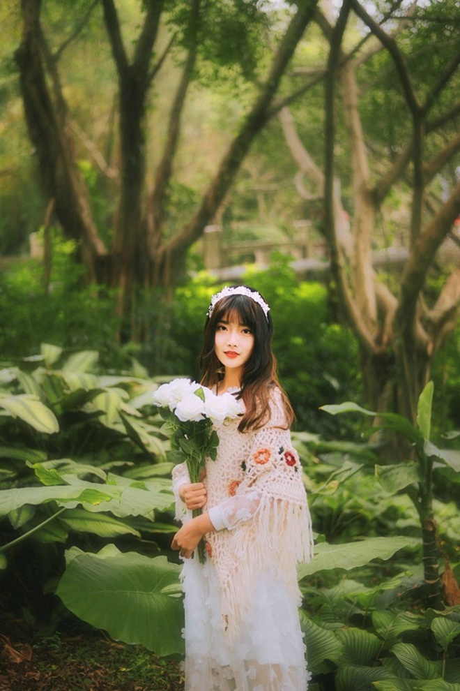光雾森林清纯娇嫩白衣美女清新浪漫甜美俏皮唯美写真集 @微
