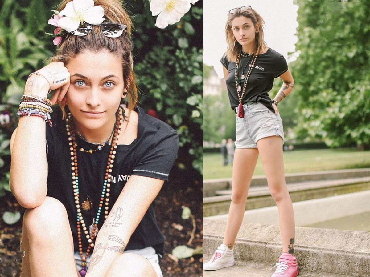 迈克尔杰克逊女儿真时髦,半裙上缝补丁,脖子上挂7根项链!