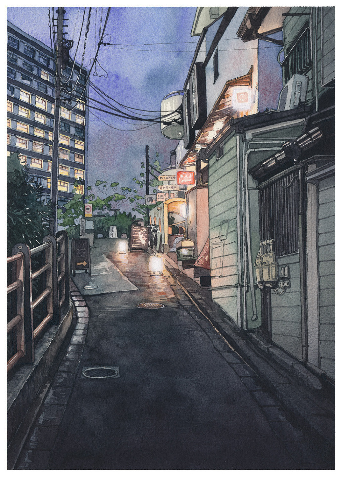 东京街头的夜晚 | 插画师mateusz urbanowicz