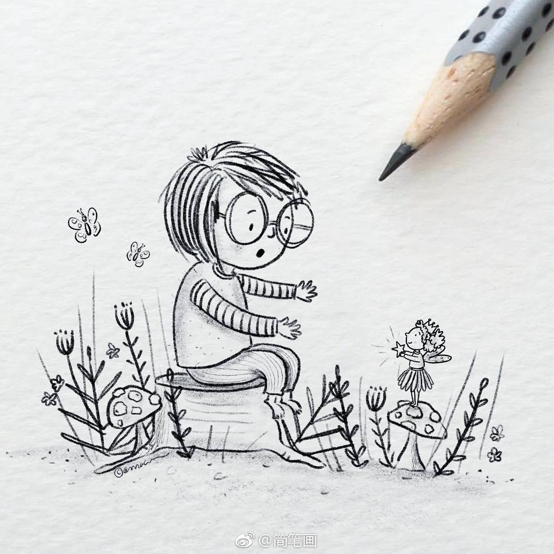 可爱简单的童趣铅笔画byalexandramacvean