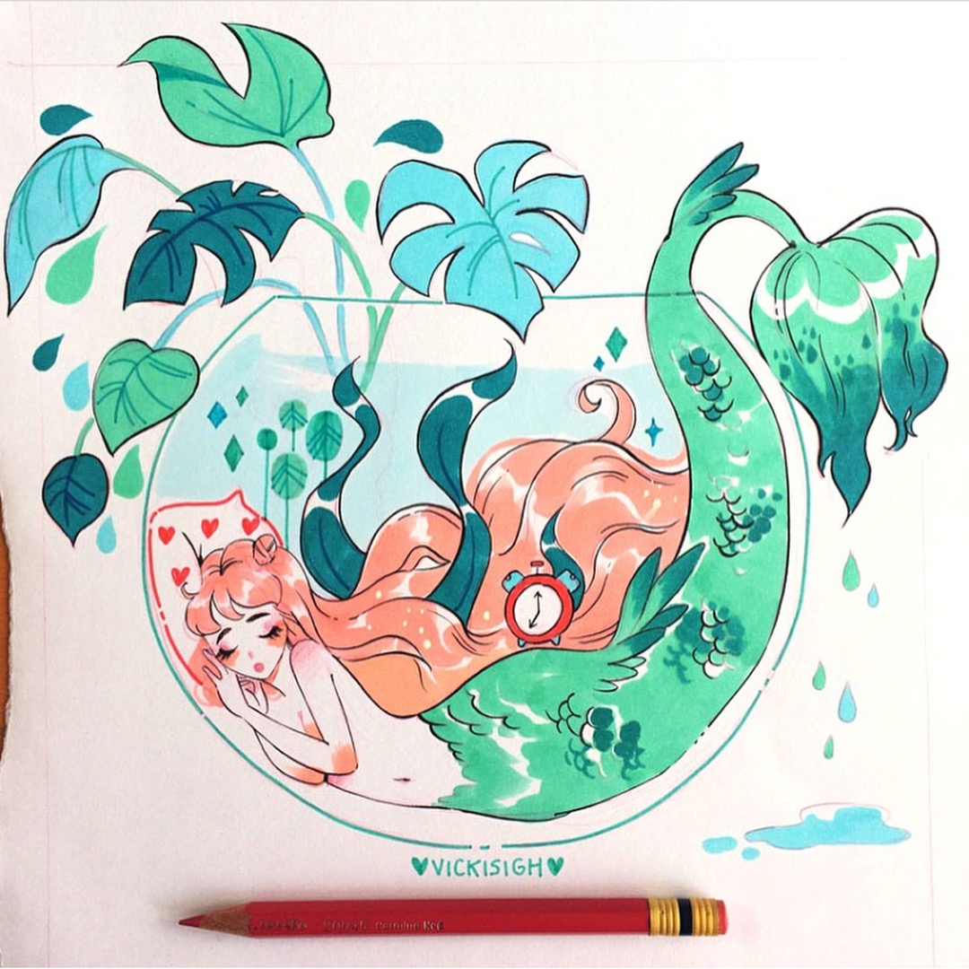 人鱼插画插画师vicki