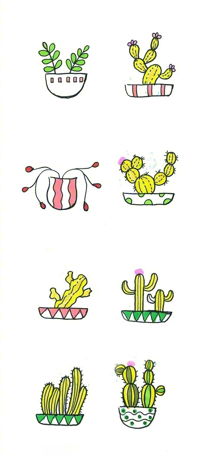 一波非常萌小盆栽手绘简笔画可爱又简单的