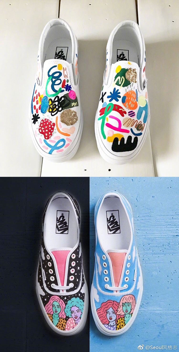 网友diy的涂鸦版vans鞋,太独特了吧,直接避免撞款!