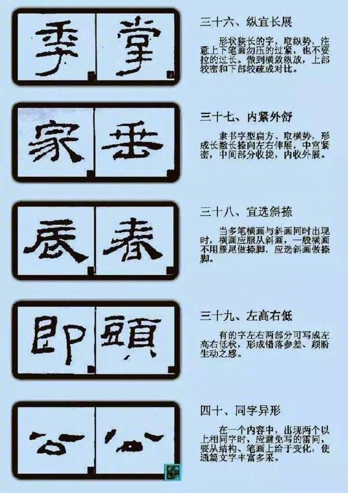 隶书书法的结构技法——口诀