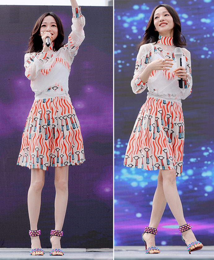 36岁张韶涵中国风长裙太美了,158cm身高照样逆袭优雅女神