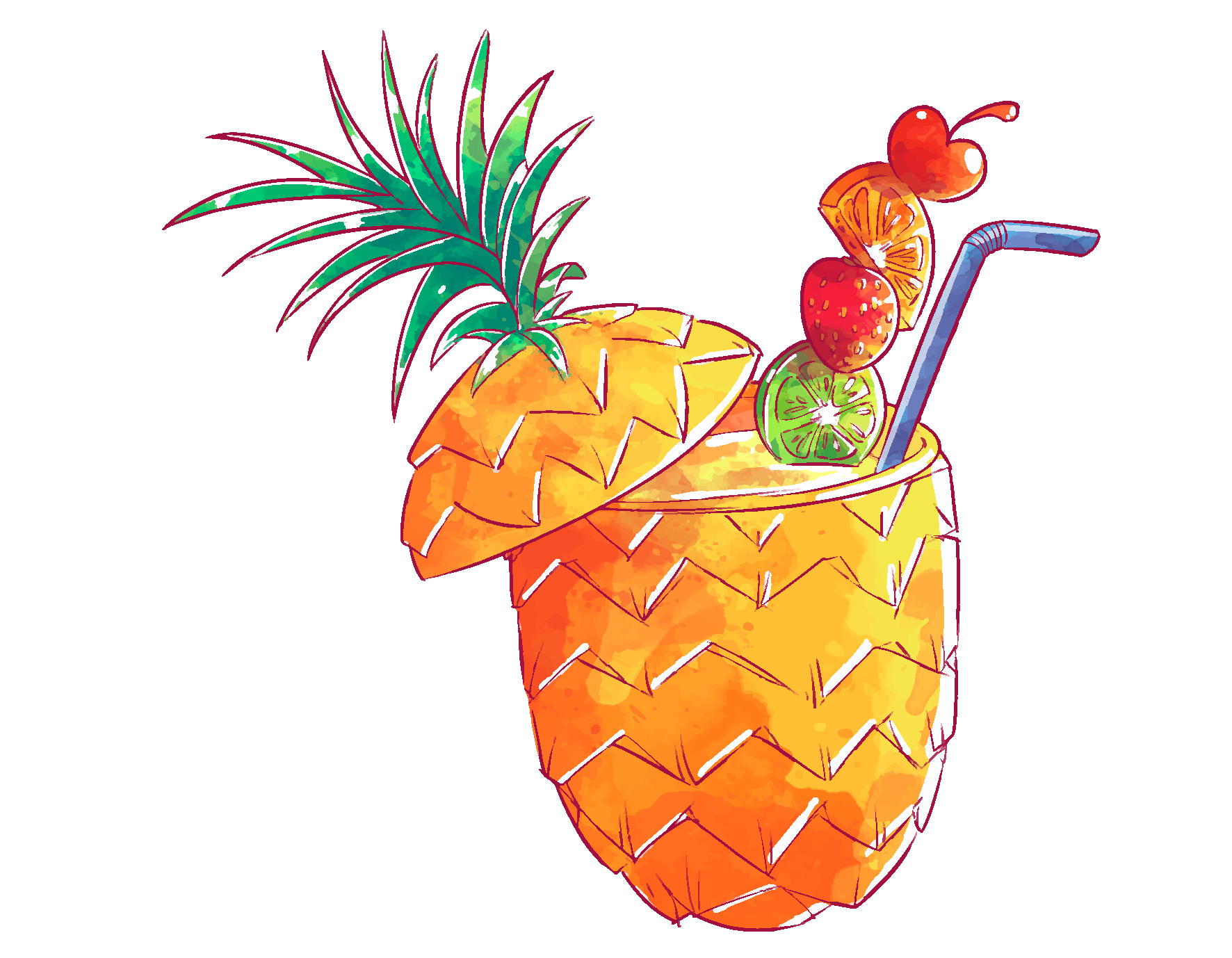 菠萝季创意插画
