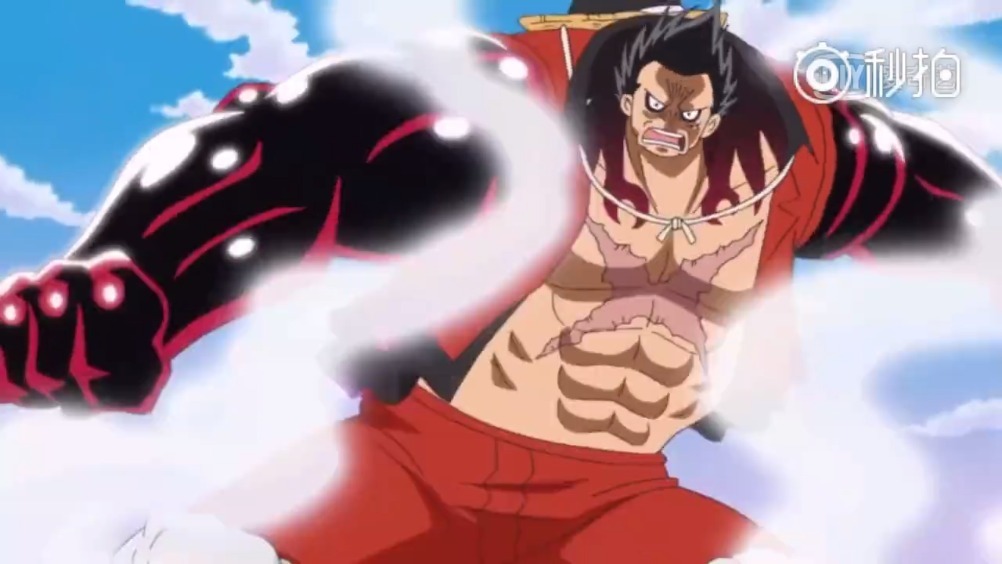 路飞四档弹力人怒怼四皇big·mom,路飞这个形态看了还是想笑