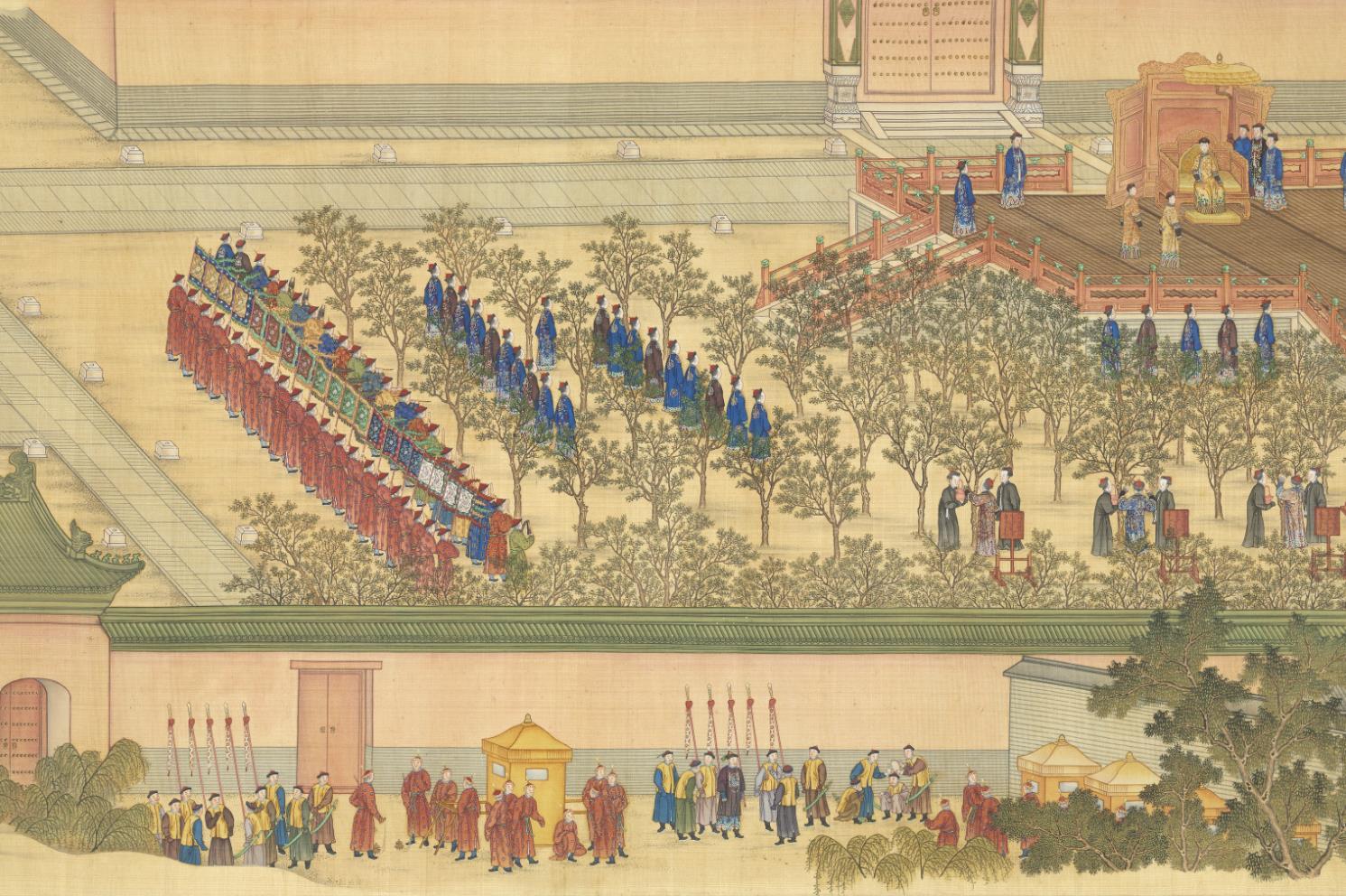 清代郎世宁《亲蚕图》卷赏析