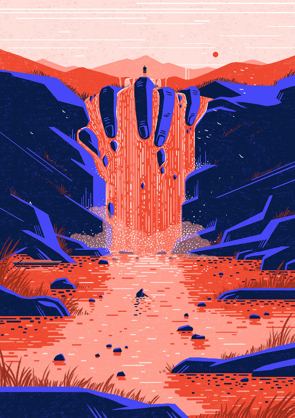 千万别被甲爸发现,红蓝配色也可以这么酷炫|插画师|远山|插画_新浪