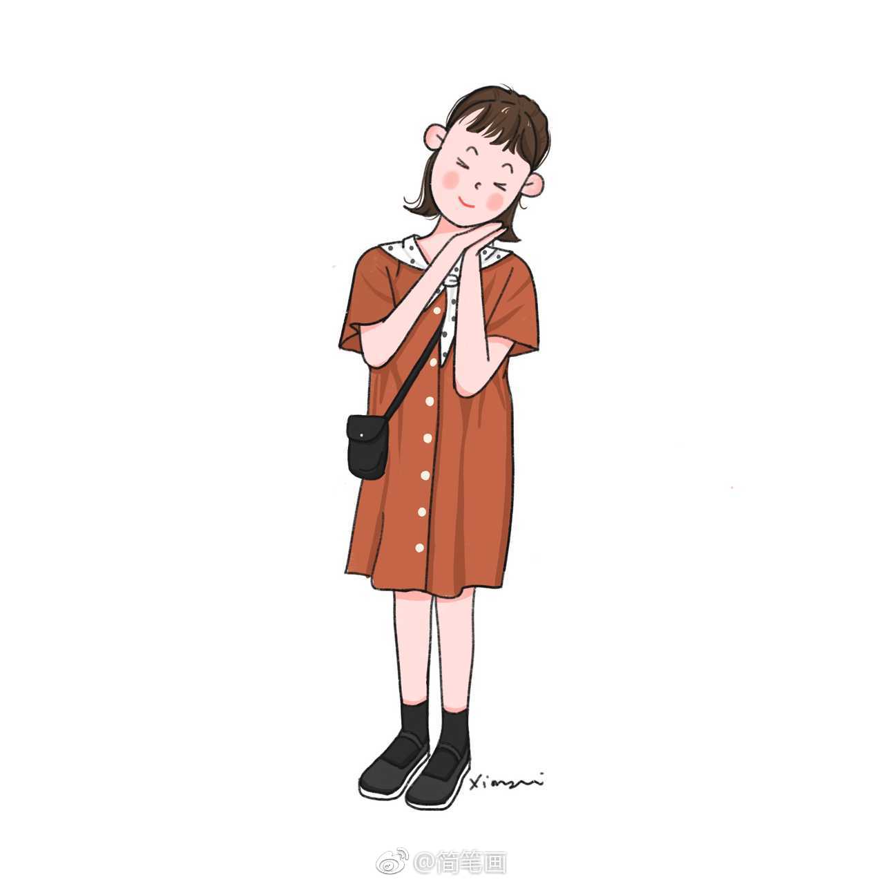 手绘小清新夏日女生穿搭投稿