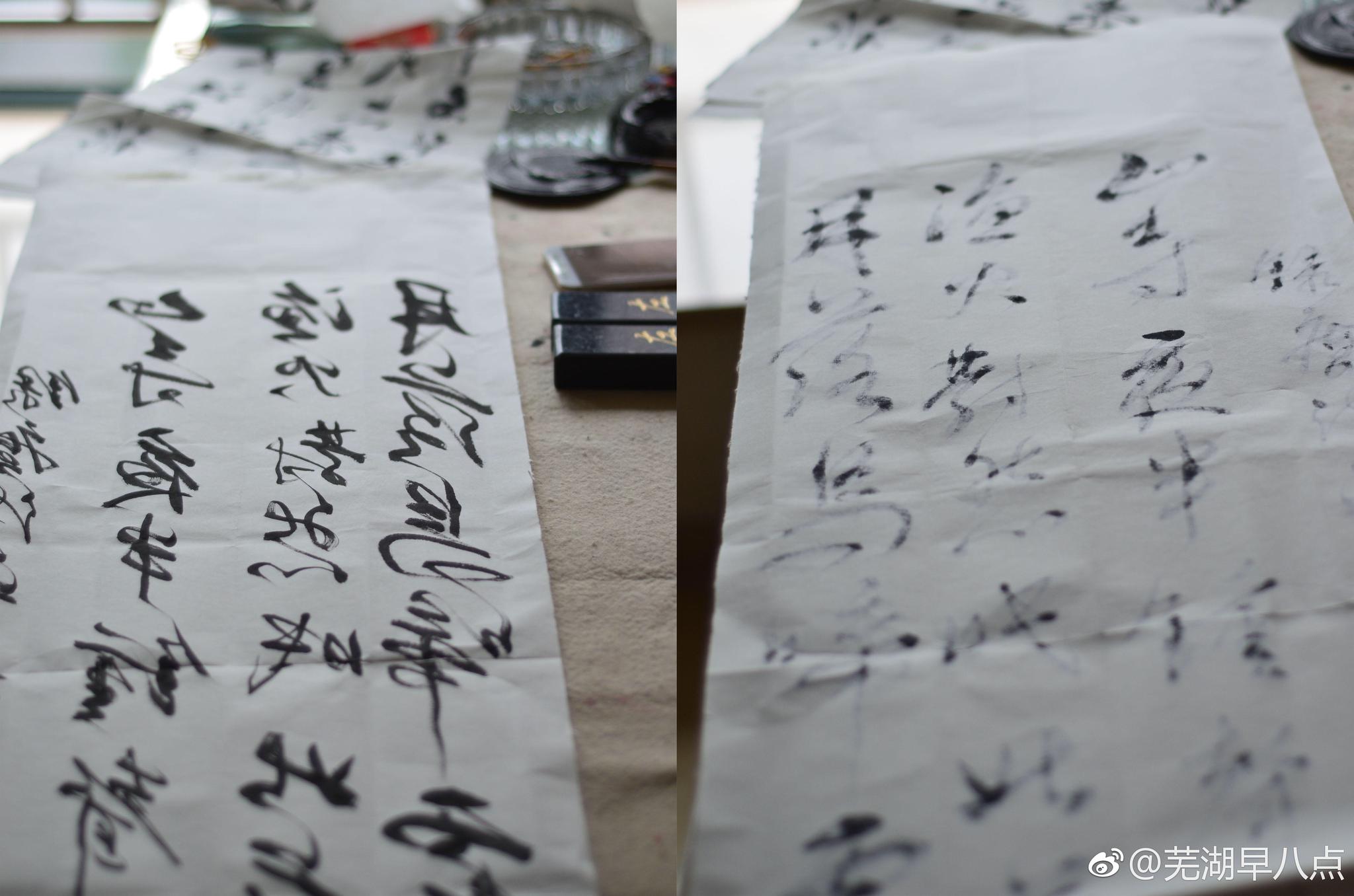 难度满分!安徽芜湖一师傅左右手写反书,一分钟36个|反书|书法|左手|老师|芜湖_新浪新闻