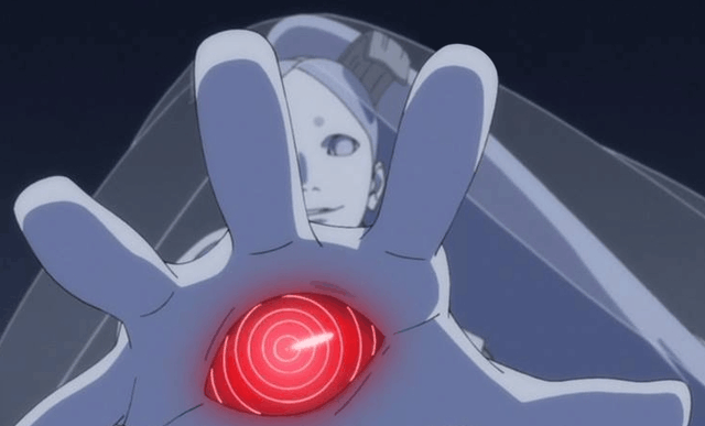 是一个巨大的怪物,在博人传第三集开头给过特写镜头,两眼红光,有尾巴