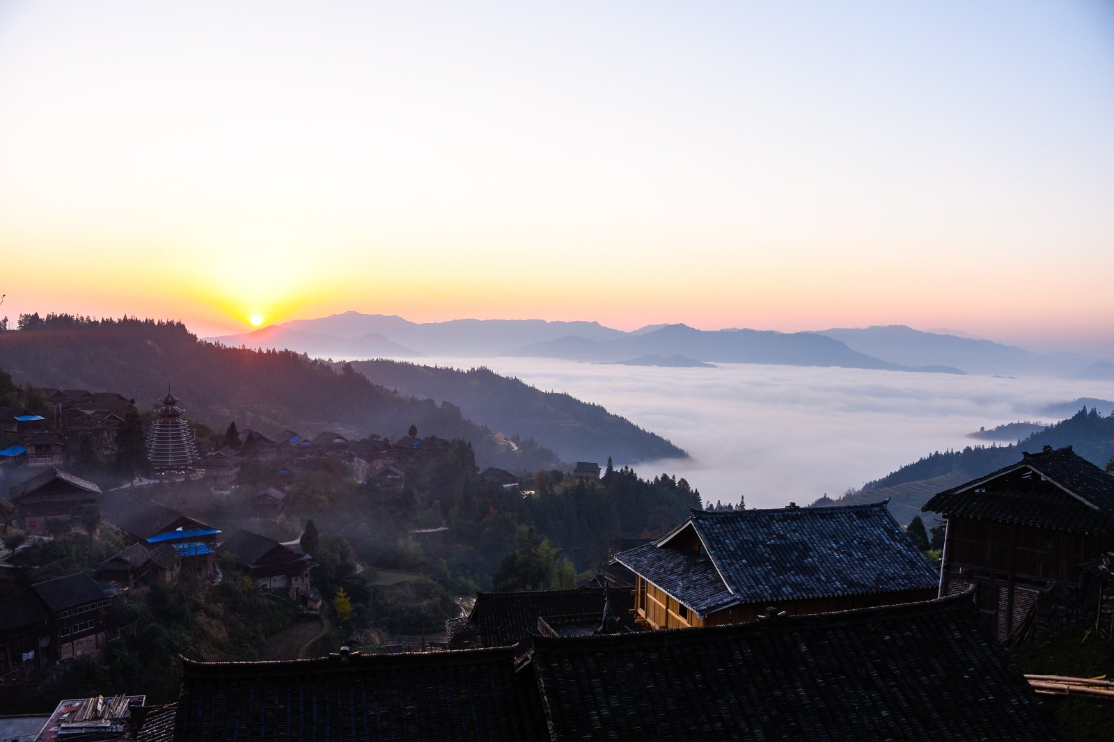 美德侗寨 初冬梦幻山村图