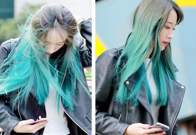 程潇小姐姐一头薄荷绿发色,造型少女气息十足,十分吸睛!