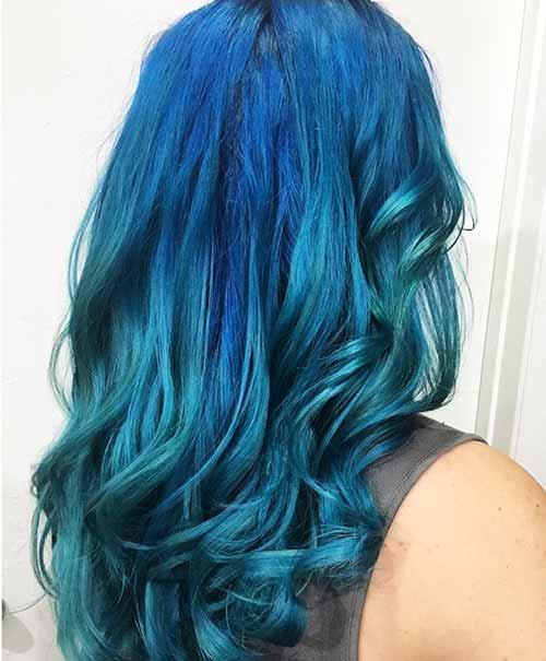 20款女生蓝色渐变发型
