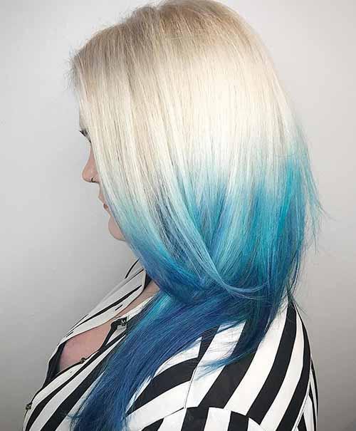 20款女生蓝色渐变发型|蓝色|头发|渐变_新浪新闻